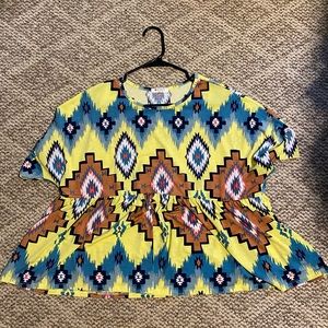 Aztec peplum blouse. BomBom brand.